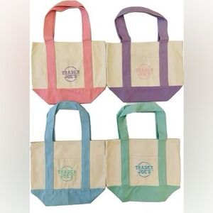Lot of 3 TRADER JOES SPRING 2025 Pastel MINI tote bags pink green blue